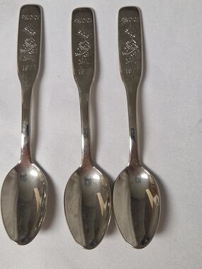 Set of 3‎ Vintage Silver-tone 'Rejoice' Engraved Spoons